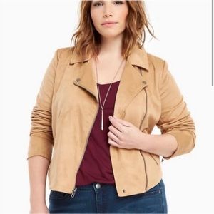 Torrid Faux Suede Moto Jacket - Camel - Sz 1X